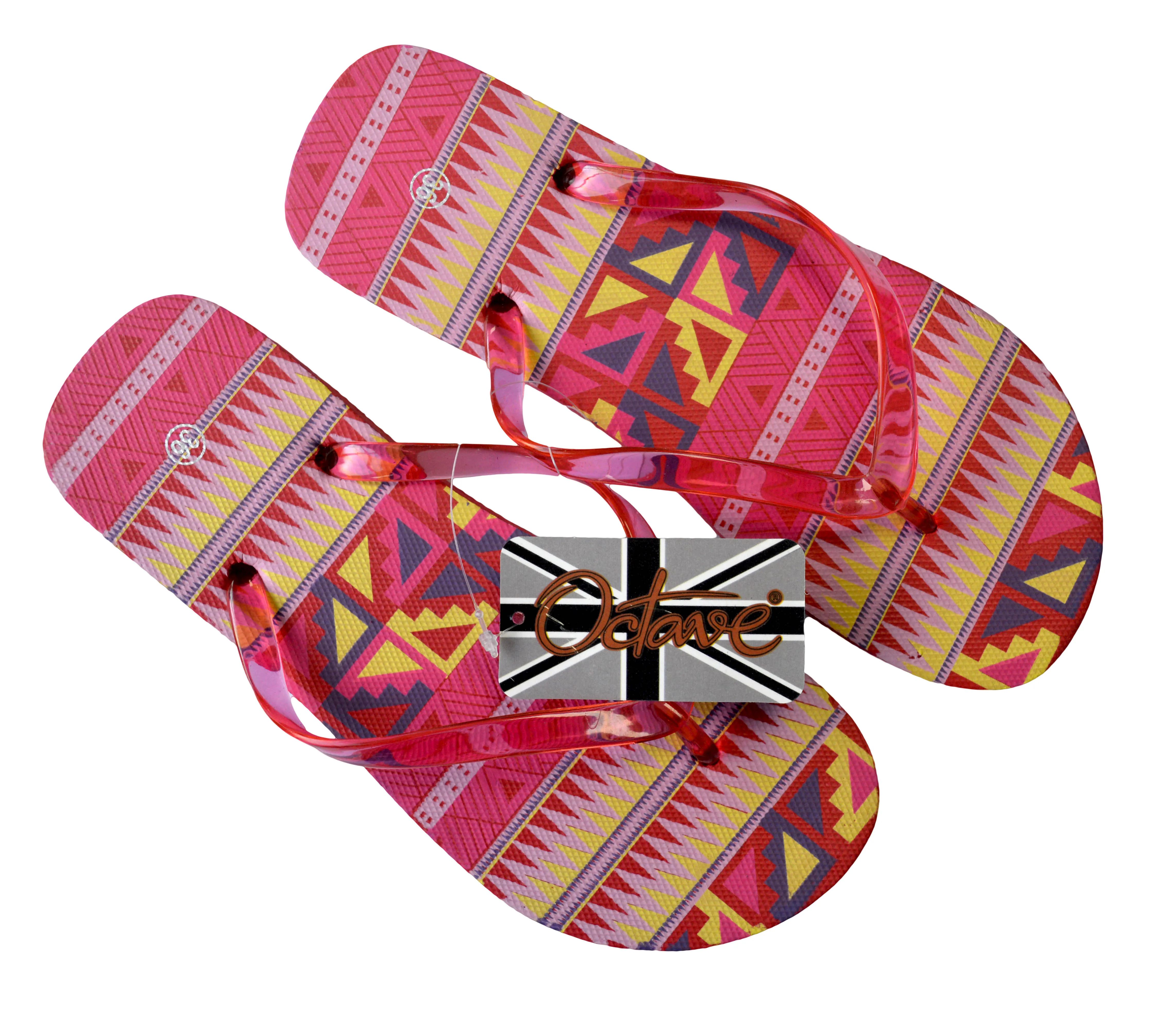 OCTAVE Ladies Summer Beach Wear Flip Flops Wave Design - Orange