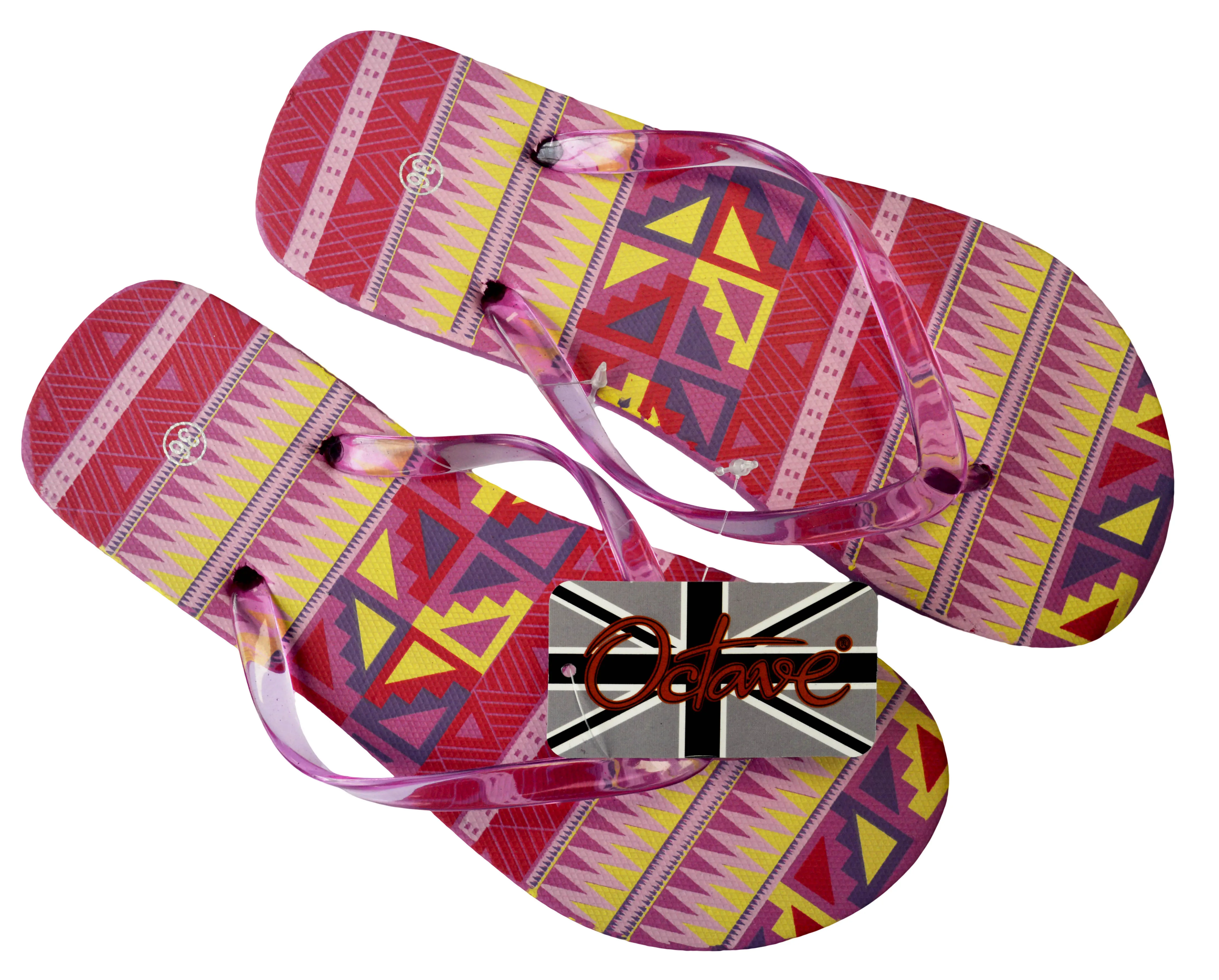 OCTAVE Ladies Summer Beach Wear Flip Flops Wave Design - Pink