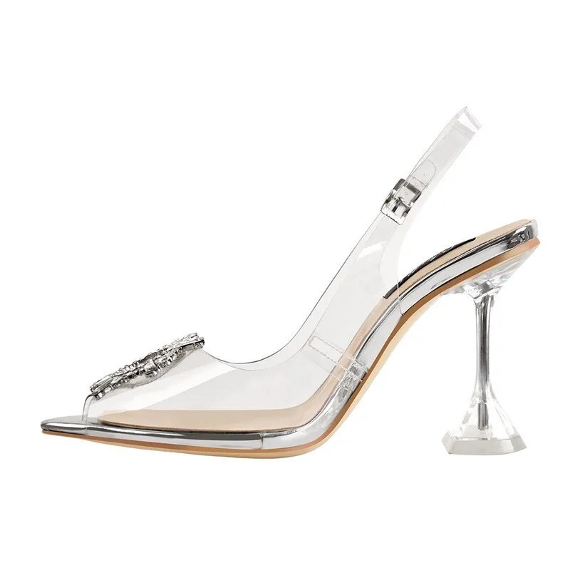 Peep Toe PVC Spike Heels Clear Open Toe Sandals