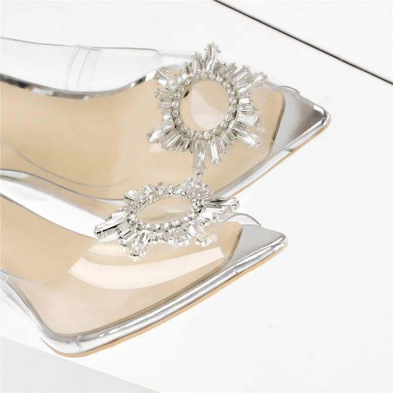 Peep Toe PVC Spike Heels Clear Open Toe Sandals