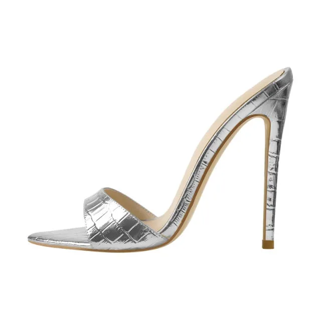 Peep Toe Slip On Thin High Sandals
