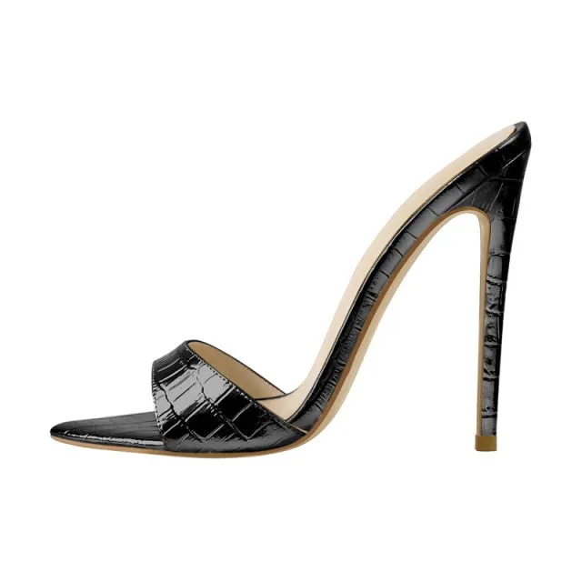 Peep Toe Slip On Thin High Sandals