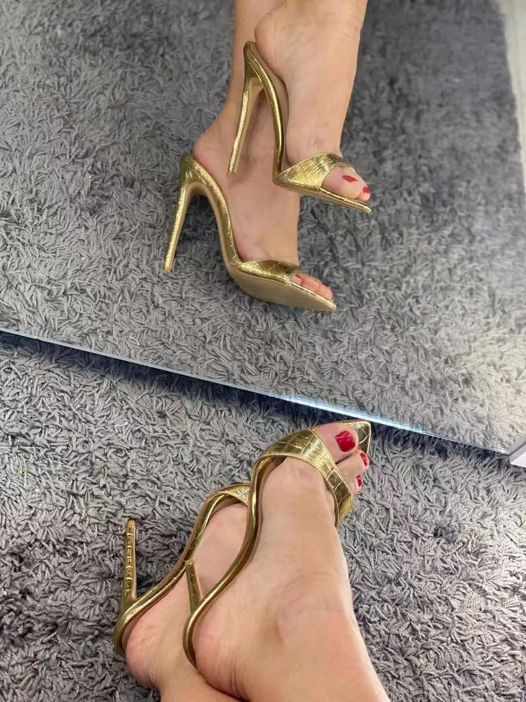 Peep Toe Slip On Thin High Sandals