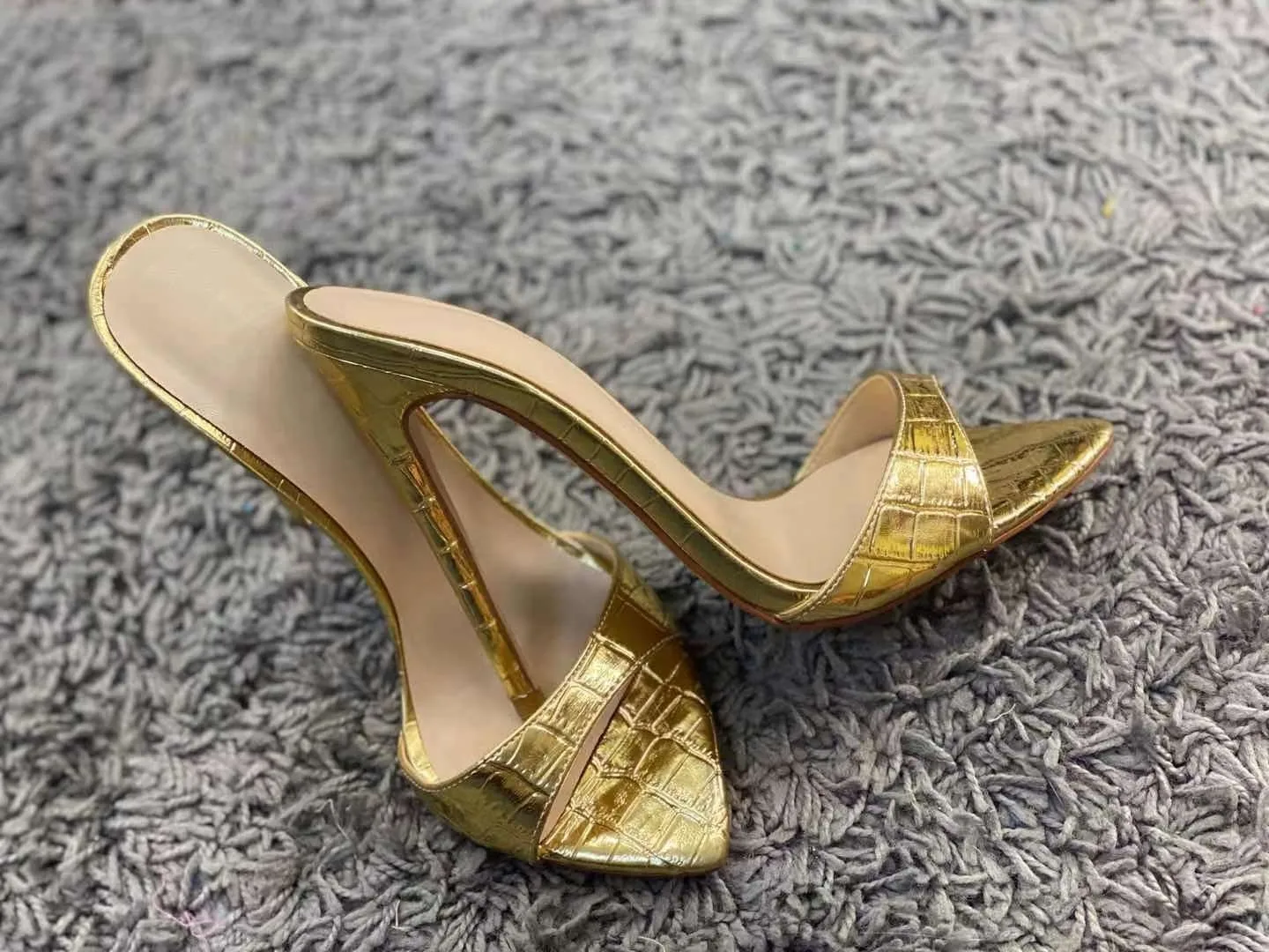 Peep Toe Slip On Thin High Sandals