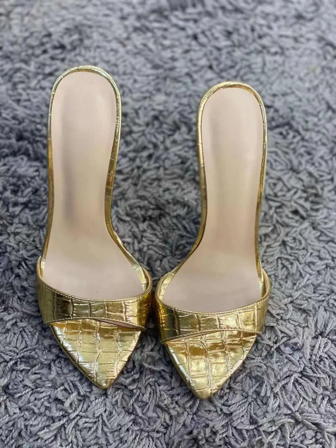 Peep Toe Slip On Thin High Sandals