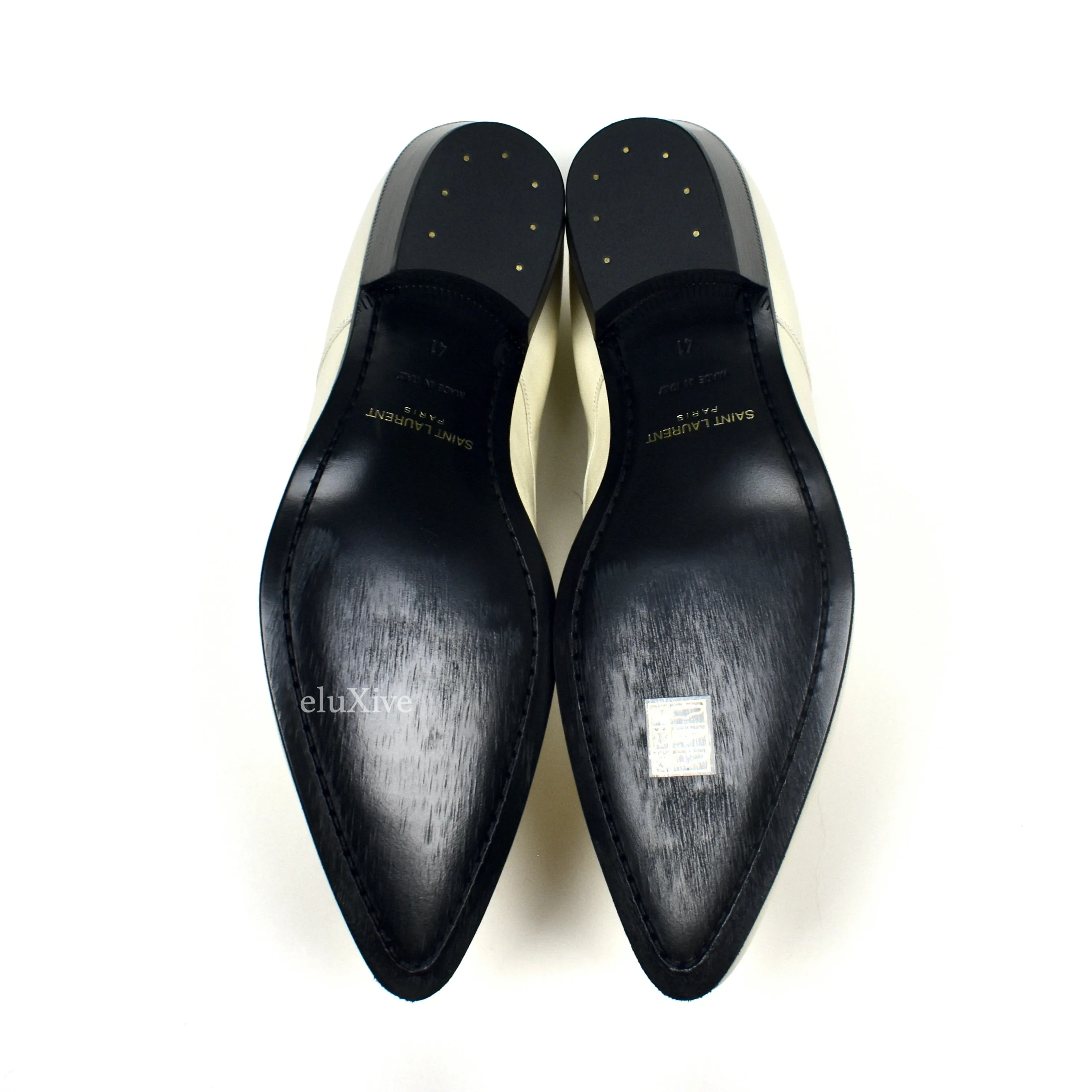 Saint Laurent - Pearl White Leather Hawat 40 Derby Shoes