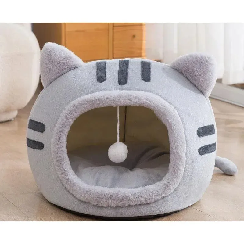 Soft Cat Bed - Plush Nest - Indoor Warm Basket Sofa - Dog Donut Sleeping Kennel House - Winter Supplies