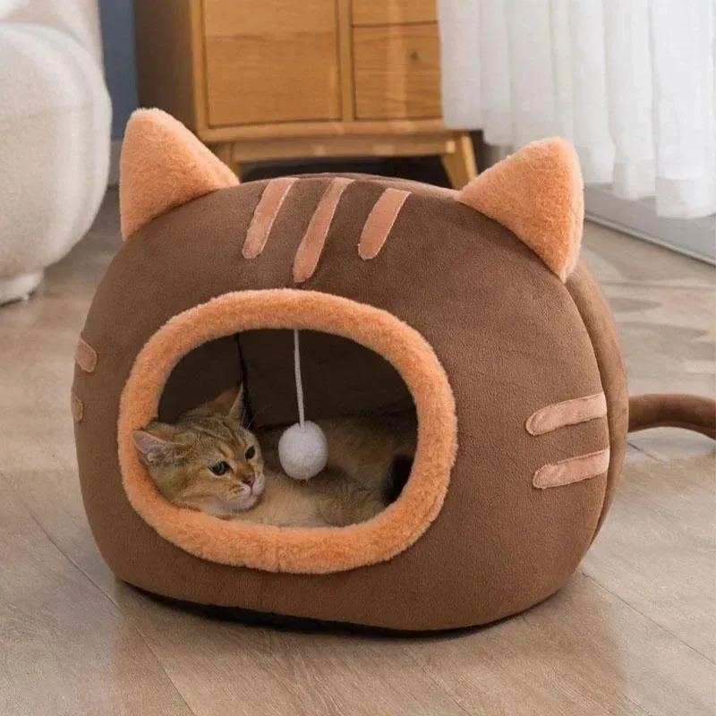 Soft Cat Bed - Plush Nest - Indoor Warm Basket Sofa - Dog Donut Sleeping Kennel House - Winter Supplies