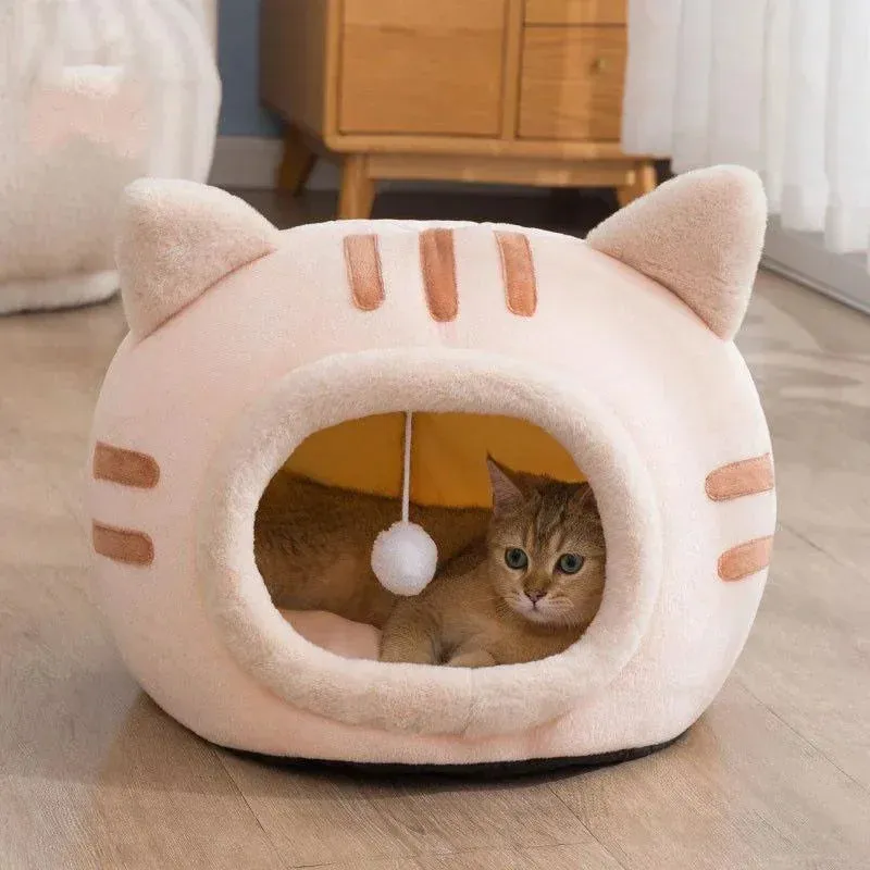 Soft Cat Bed - Plush Nest - Indoor Warm Basket Sofa - Dog Donut Sleeping Kennel House - Winter Supplies