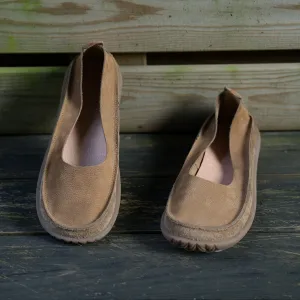 Soft Leather loafers Breathable Slip Ons Handmade in Green/Coffee/Khaki