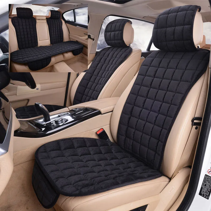 Universal Plush Car Seat Cover Set for Winter Warm Soft Vehicle Seat Cushion