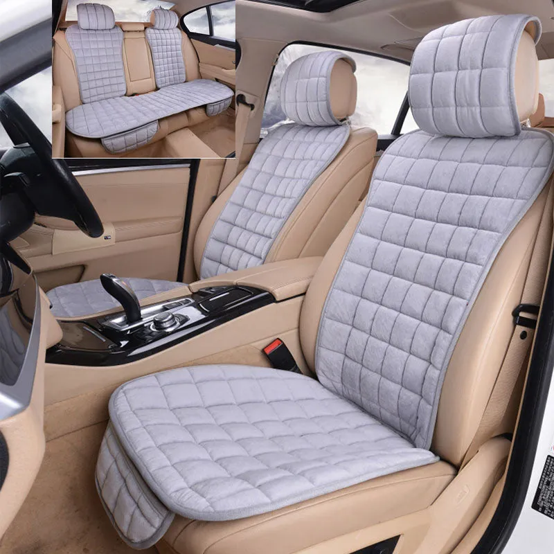 Universal Plush Car Seat Cover Set for Winter Warm Soft Vehicle Seat Cushion