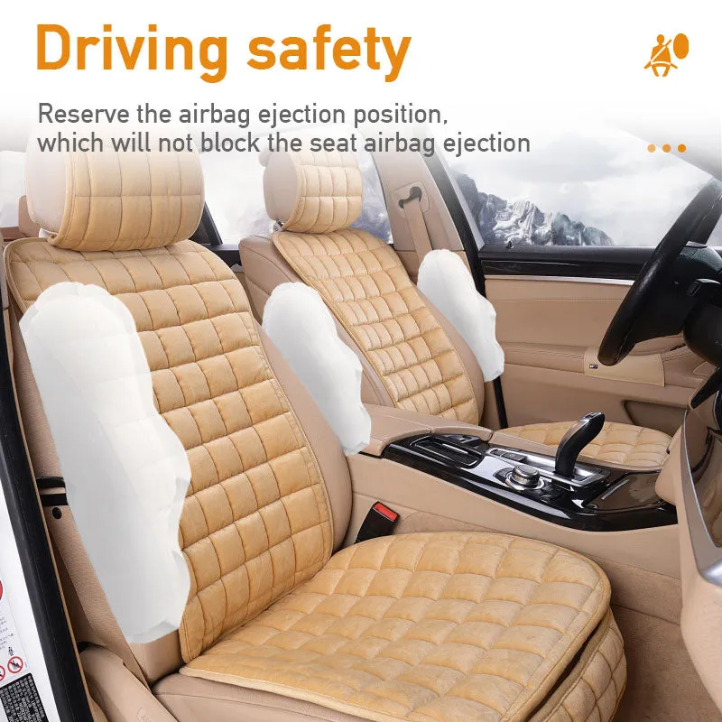 Universal Plush Car Seat Cover Set for Winter Warm Soft Vehicle Seat Cushion
