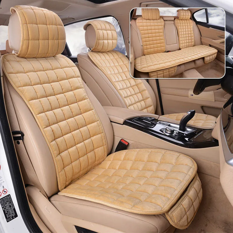 Universal Plush Car Seat Cover Set for Winter Warm Soft Vehicle Seat Cushion