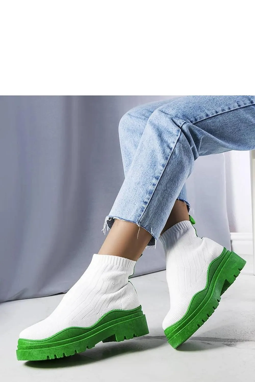 White sock boots with a pink sole
