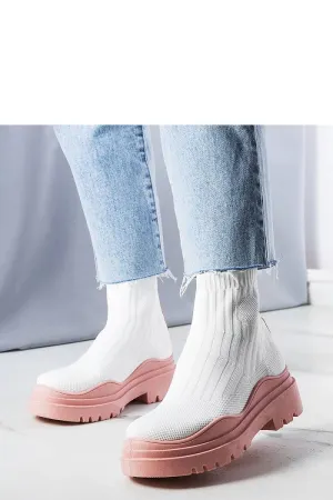 White sock boots with a pink sole