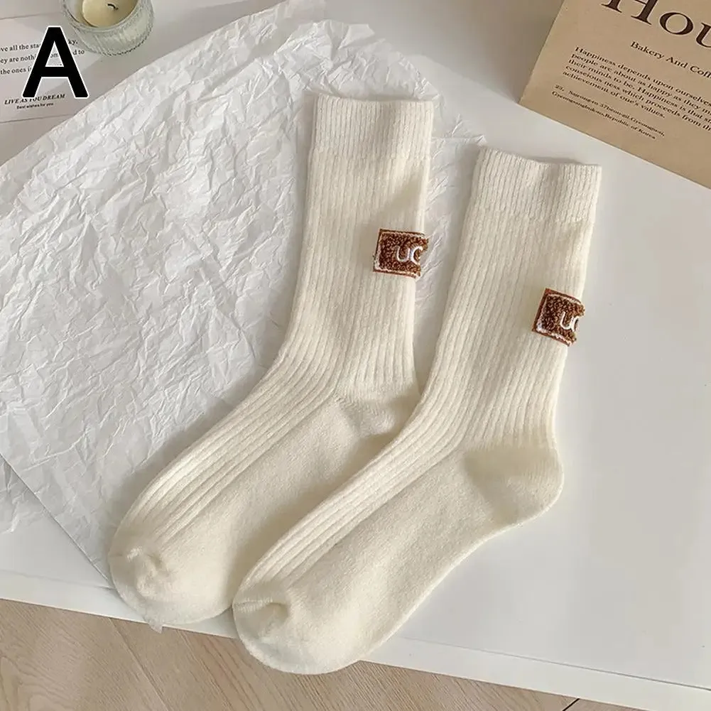Winter Cozy Thickened Pile Socks Mid Calf Length Casual Cotton Soft Warm Comfortable Footwear Seasonal Hosiery